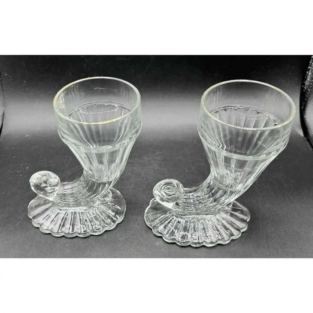 Set of 2 Jeannette Glass Cornucopia 